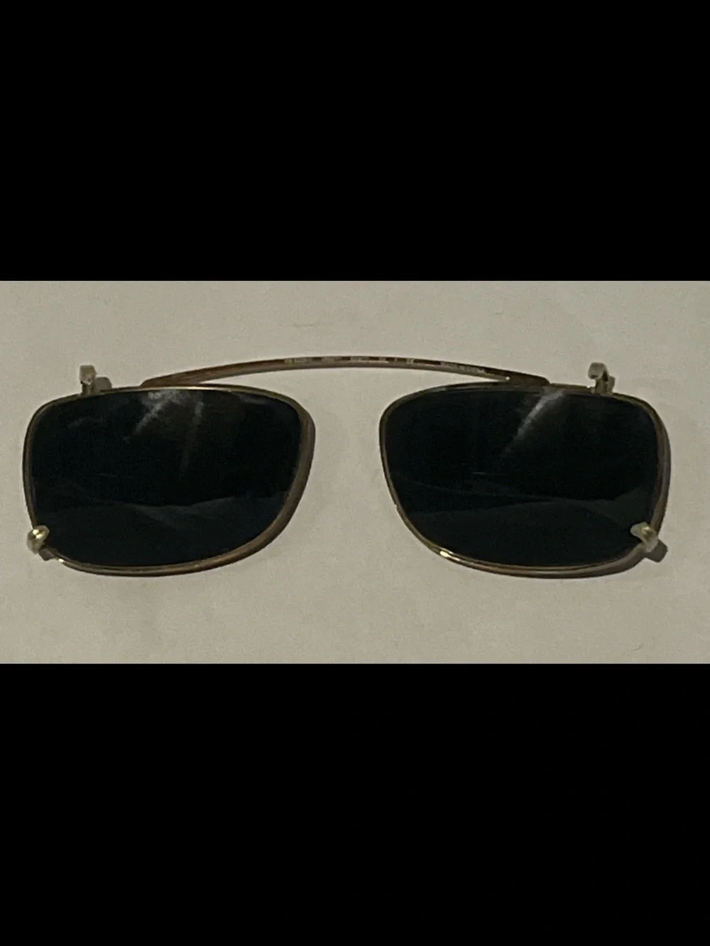 Ray-Ban Gold Frame Black Lens Clip-On Sunglasses with Case Vintage